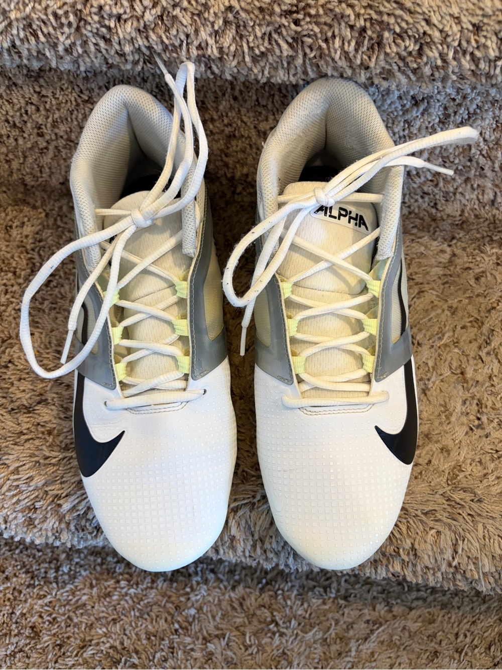 Nike Men’s White and Gray Alpha Training Shoes with Black Swoosh